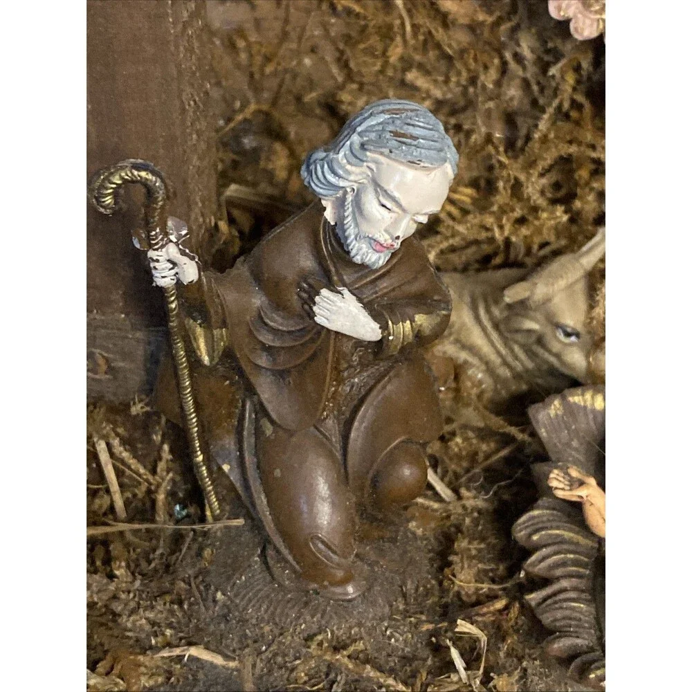 Vintage Italy Nativity Scene Set w/Manger Stationary Christmas Religion 1-piece